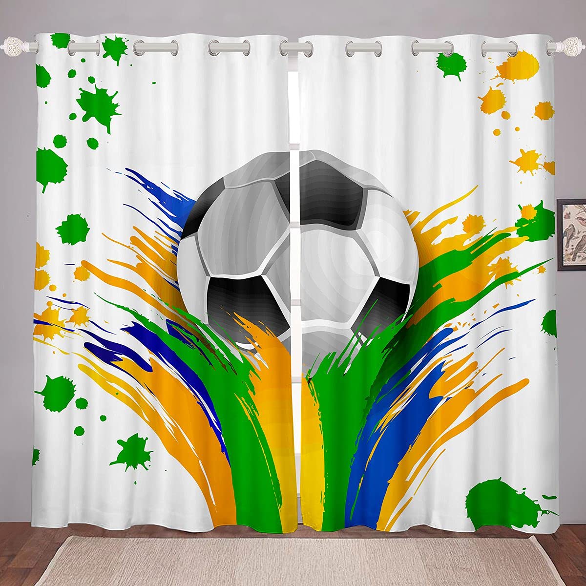 Tende Oscuranti A Tema Calcio – Set Da 2 – 100x110 Cm – Camera Bambini O Ragazzi – Design Stadio Moderno