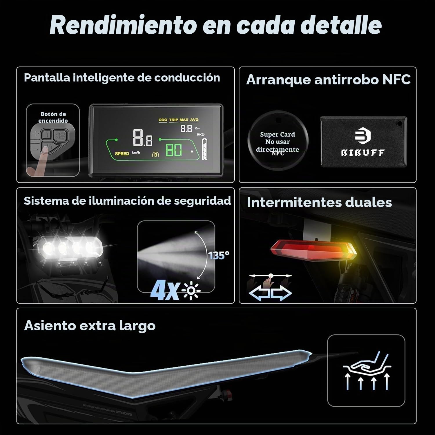 GT600 Moto eléctrica de cross para adultos, batería de 72 V y 30 Ah, autonomía de 160 km, neumáticos todoterreno de 19"/17", arranque NFC, doble suspensión y frenos hidráulicos