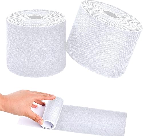 Miniatura 7 de Cinta de velcro blanca de 4 pulgadas x 18 pies con adhesivo, tiras de cinta de nailon resistente de gancho y bucle, agarres antideslizantes para