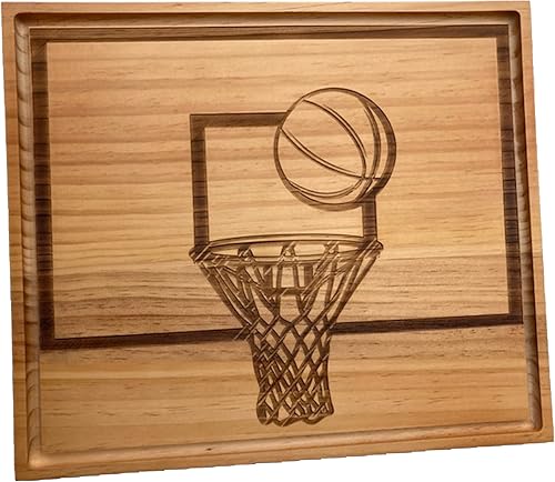 Miniatura 4 de Creative Gifts International Tabla de embutidos de corte con temática de cancha deportiva (tablero de baloncesto)