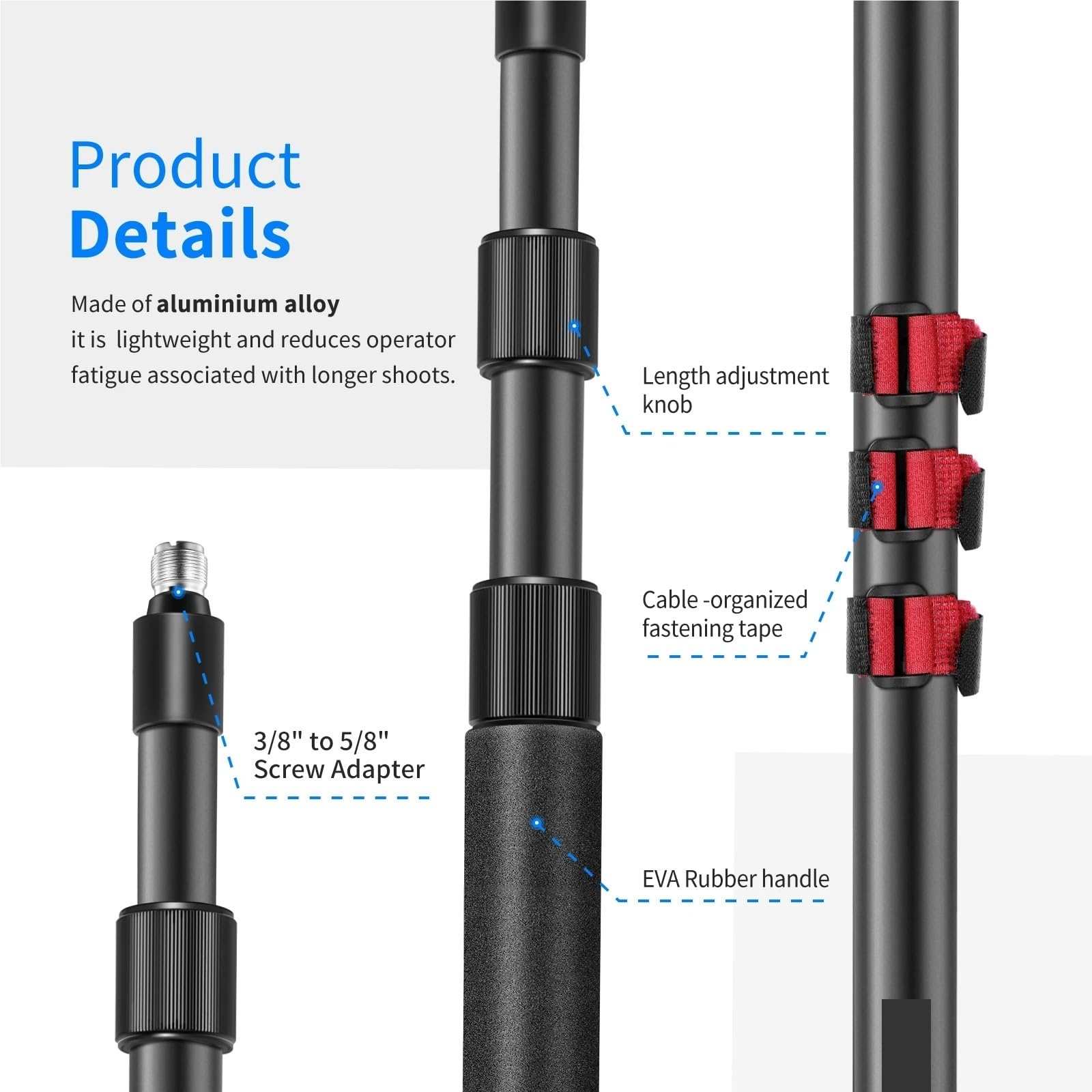 Compatible con brazo de micrófono de 3 secciones NEEWER NW-7000