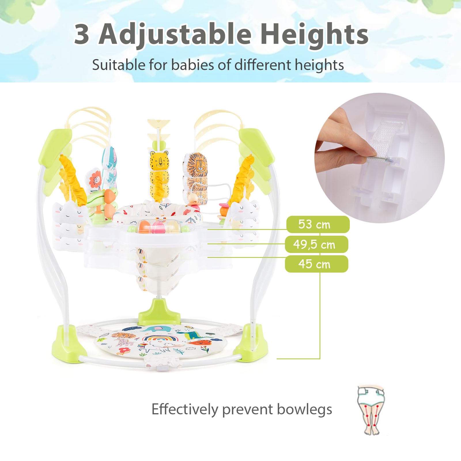 LIFEZEAL Centro de Actividades 2 en 1 para bebé, Jumperoo Baby con Asiento Giratorio 360°, Andador con Juguetes, Centro de Juegos con Luces y melodías, para niño pequeño (Amarillo)