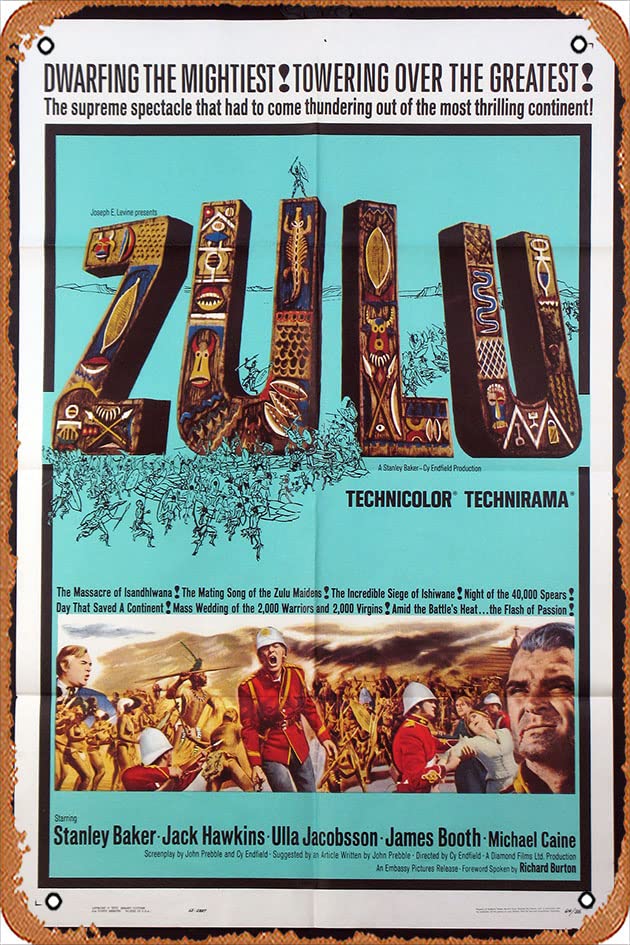 View Larger Image of ZULU Movie Poster (1964) Retro Metal Sign,Wall Decor Poster Home Bedroom Kitchen Bar Home Cafe 8x12 Inch Tin Sign.