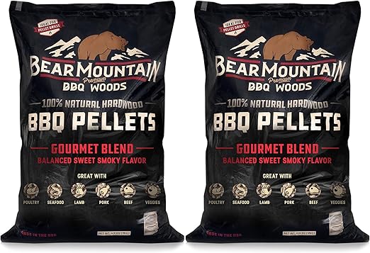 Bear Mountain 2 Pack BBQ Pellets, All Natural Low Moisture Hardwood, 40 Pound