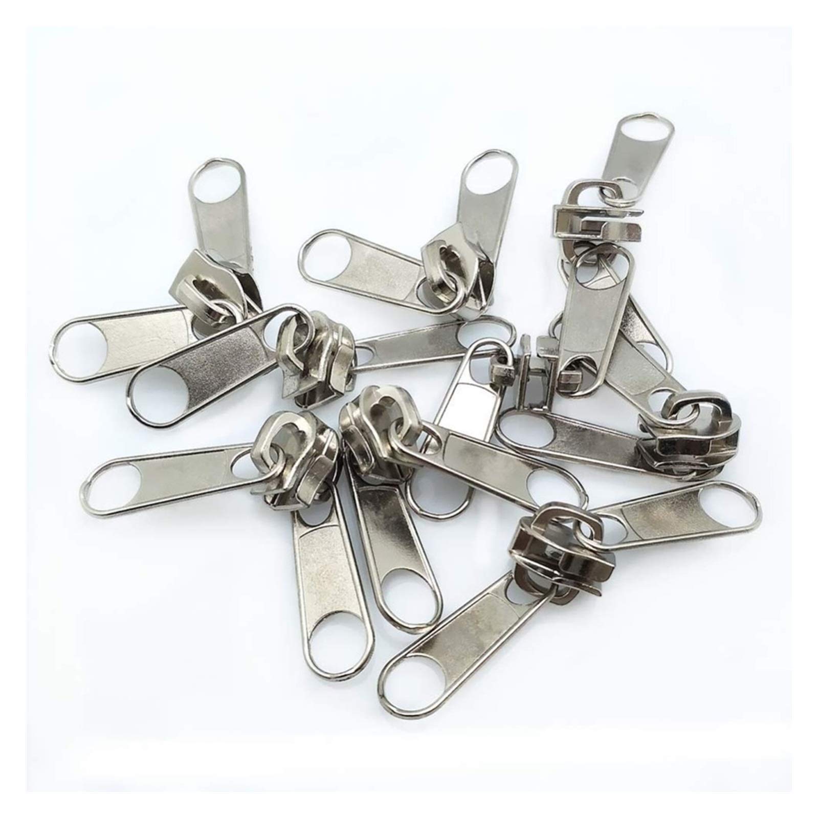 suwaki, Zamek błyskawiczny, prosty i stylowy 100 szt. 5# metalowy srebrny dwustronny nylonowy suwak suwakowy głowica ściągająca DIY rękodzieło torba bagażowa do szycia