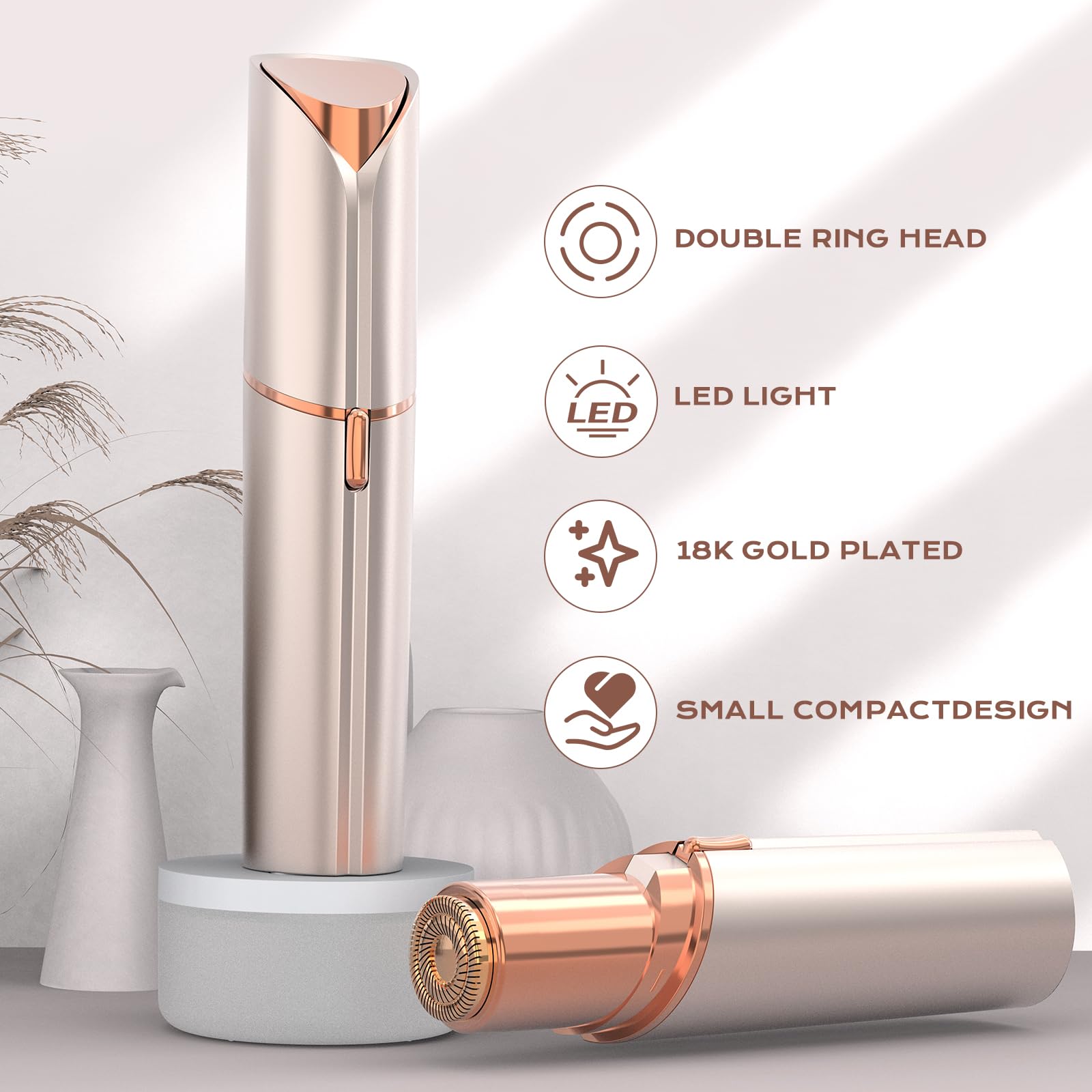 Depilación facial para mujeres, removedor de vello facial eléctrico sin dolor recargable para la cara para labios, barbilla, axila, melocotón fuzz, dedos, cuello, mejillas y recargable por USB 2