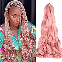 Vista 56 de Extensiones de cabello rizado francés, #4 marrón sintético para trenzar, 2.47 onzas/paquete, extensiones de cabello de ganchillo de 24 pulgadas, 8