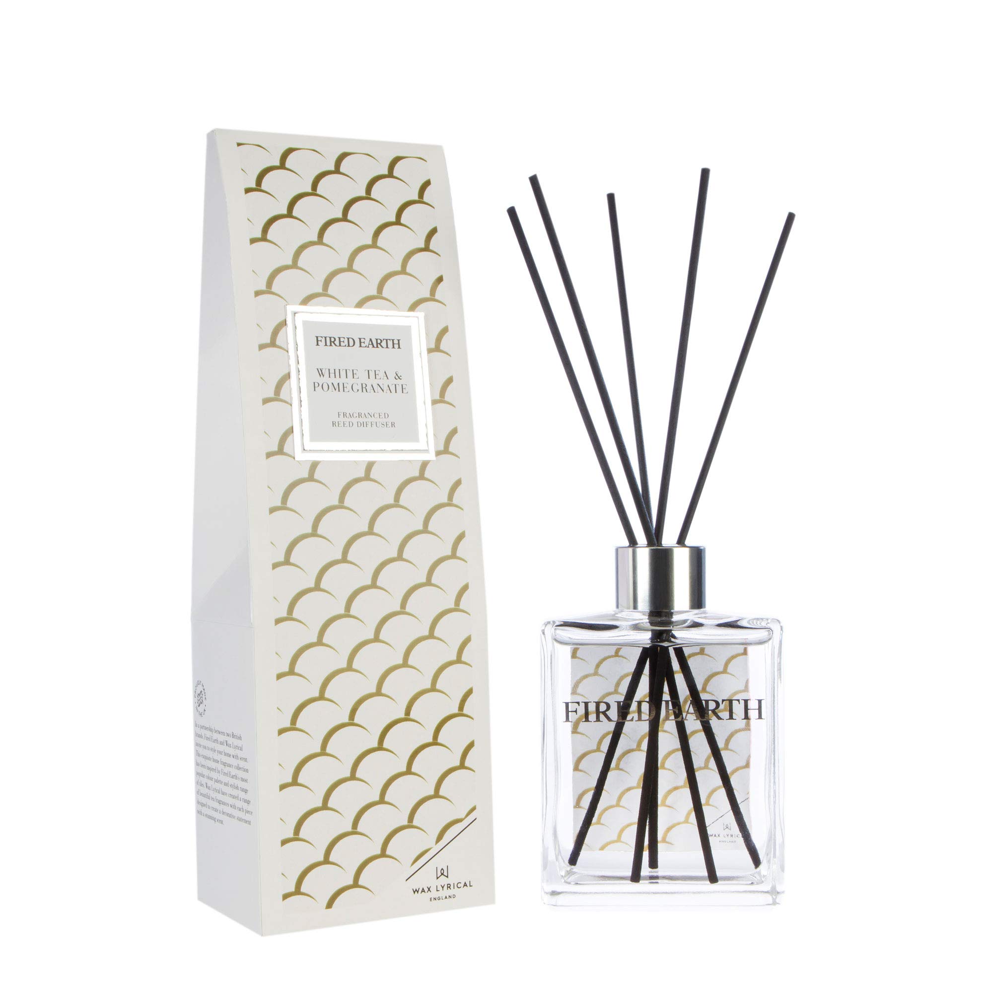 Wax Lyrical Fired Earth Small Ceramic Candle, White Tea and Pomegranate