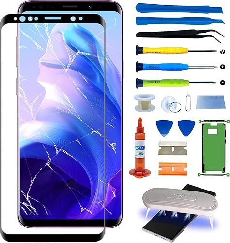 Kit de reparación de vidrio frontal para Samsung Galaxy S9, reemplazo de pantalla de vidrio exterior, incluye adhesivo de marco, pegamento de