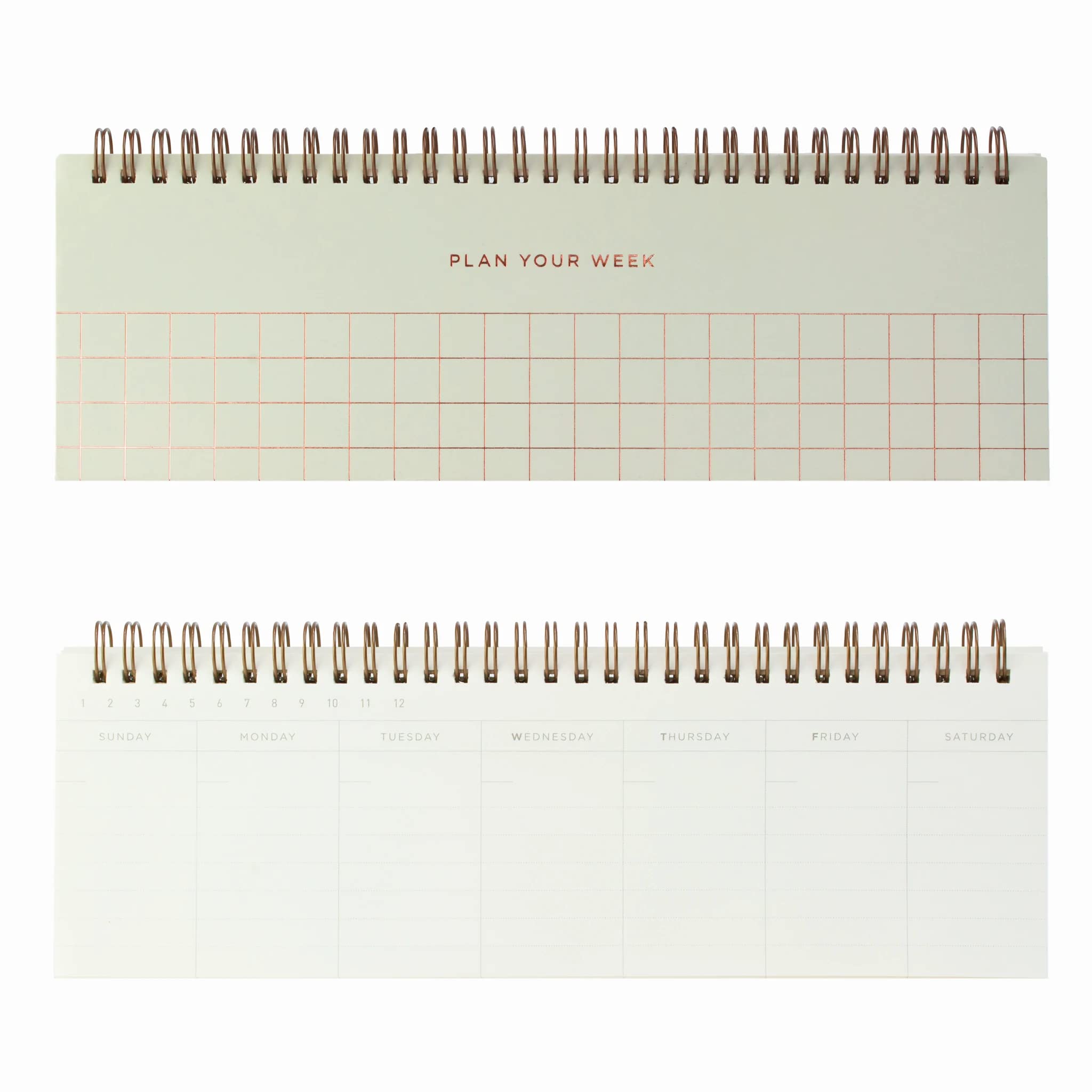 Agenda settimanale da scrivania per pianificazione e pianificazione semplice, 78 sponde settimanali non datate - 28 x 8,9 cm - Crema nocciola