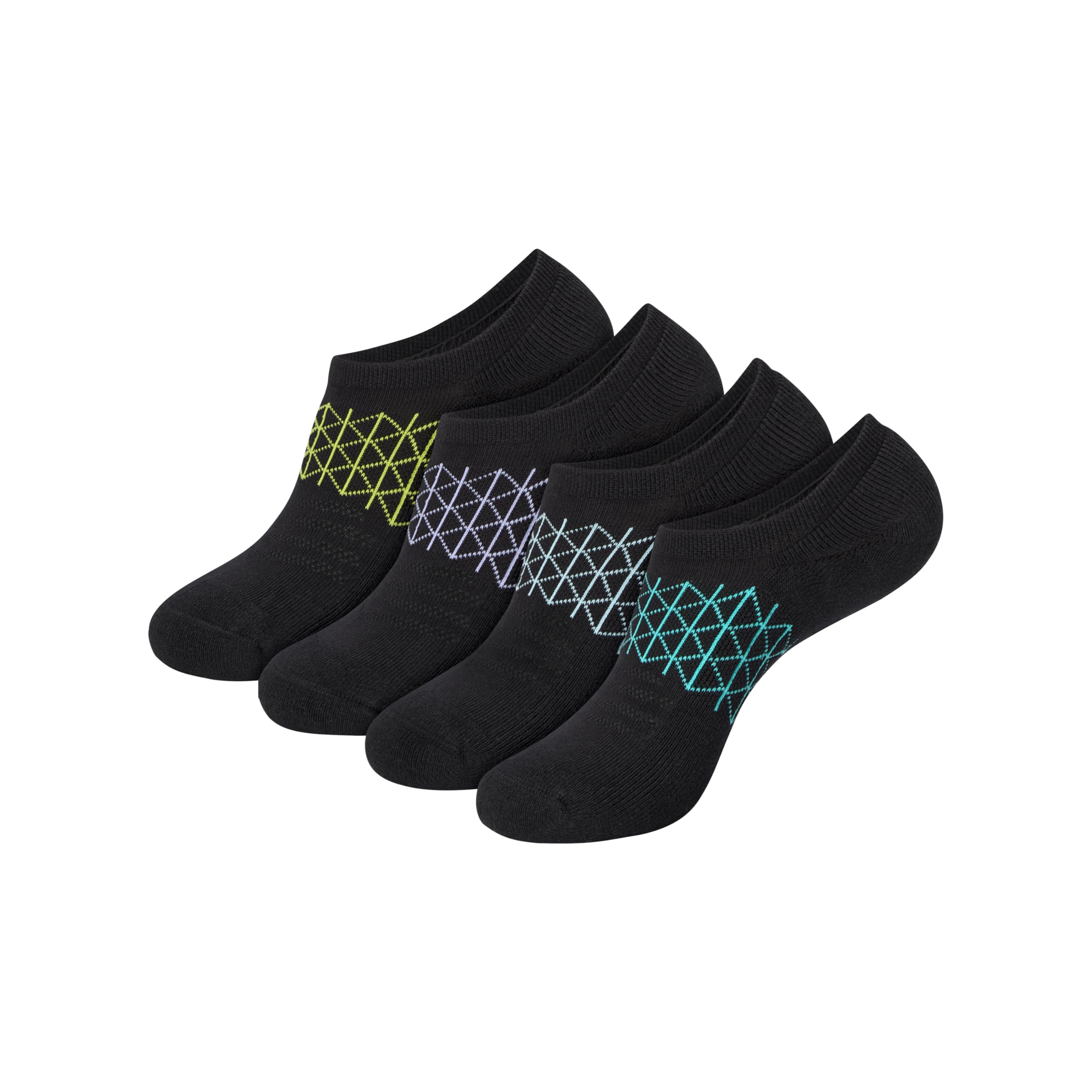 Hanes Damskie skarpety Absolute Active Super No Show, Oddychające Siateczki, Antypoślizgowe Gripper, 4-pak, Czarny, 37-42 EU