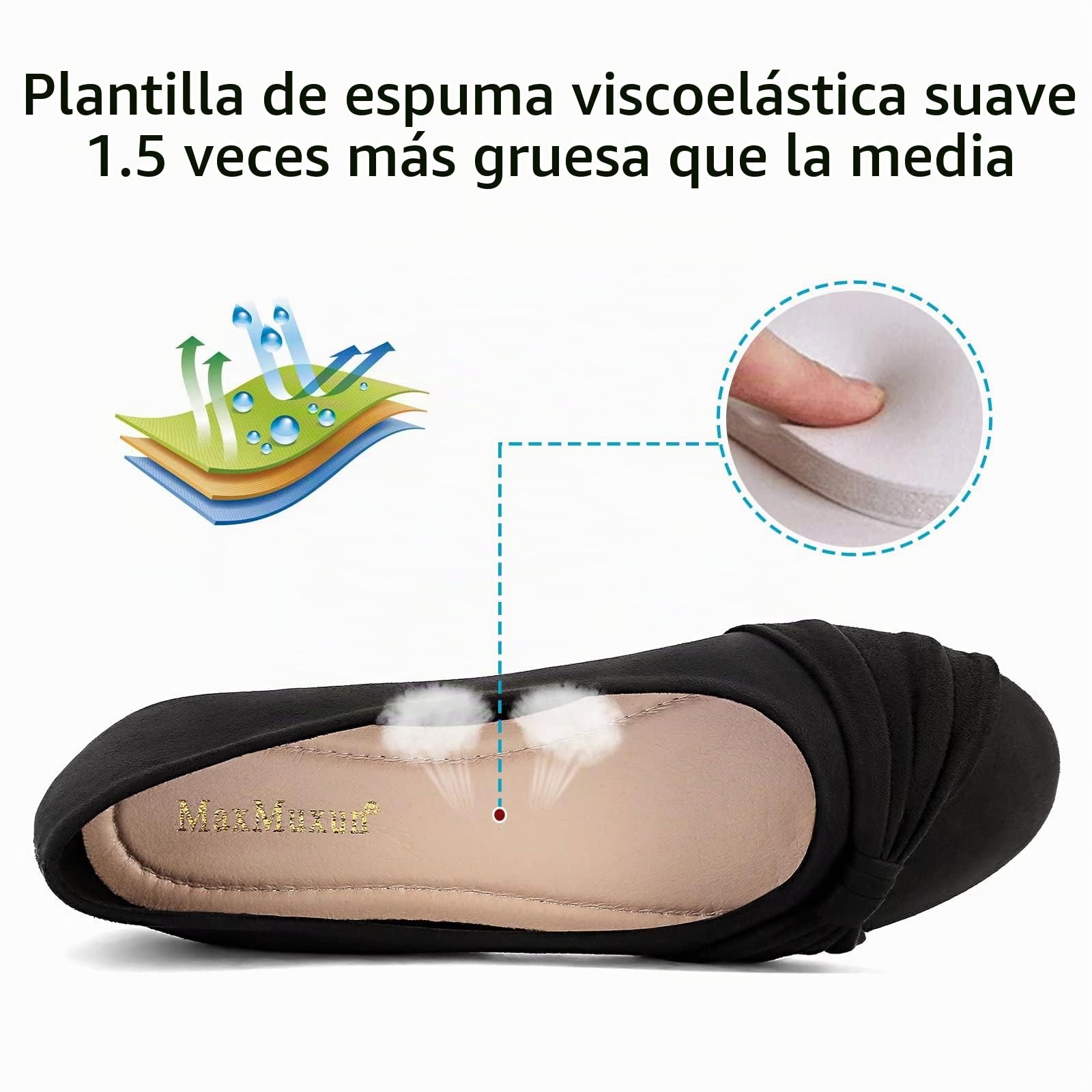 MaxMuxun Señoras cerradas bailarinas mocasín lazo …