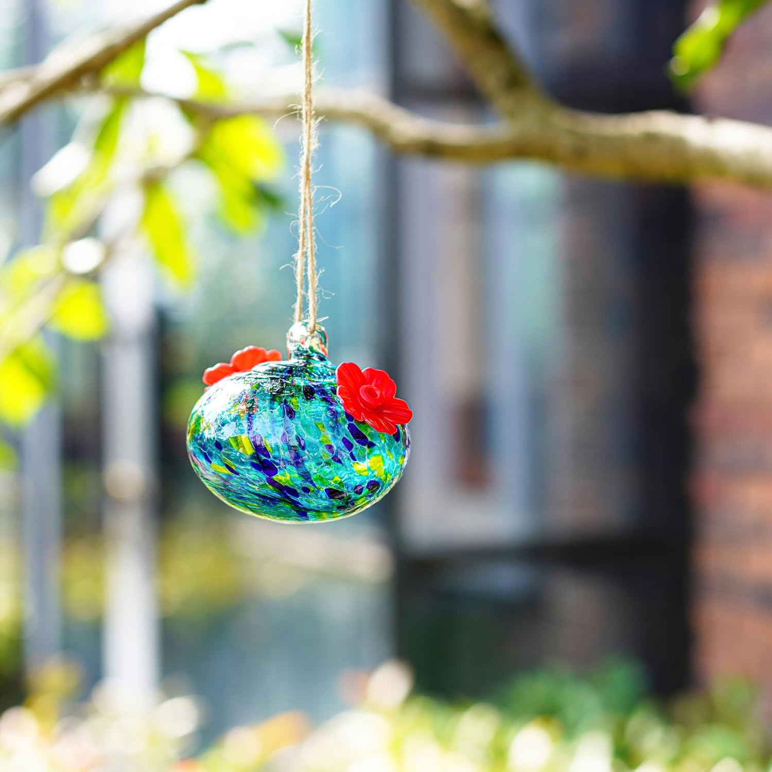 3 Blown Glass Hummingbird Feeders for Outdoors Bundle Small Glass Hummingbird Feeders to Attract Hummingbirds Ant and Bee Resistant Round Feeder Unique Gifts for Woman