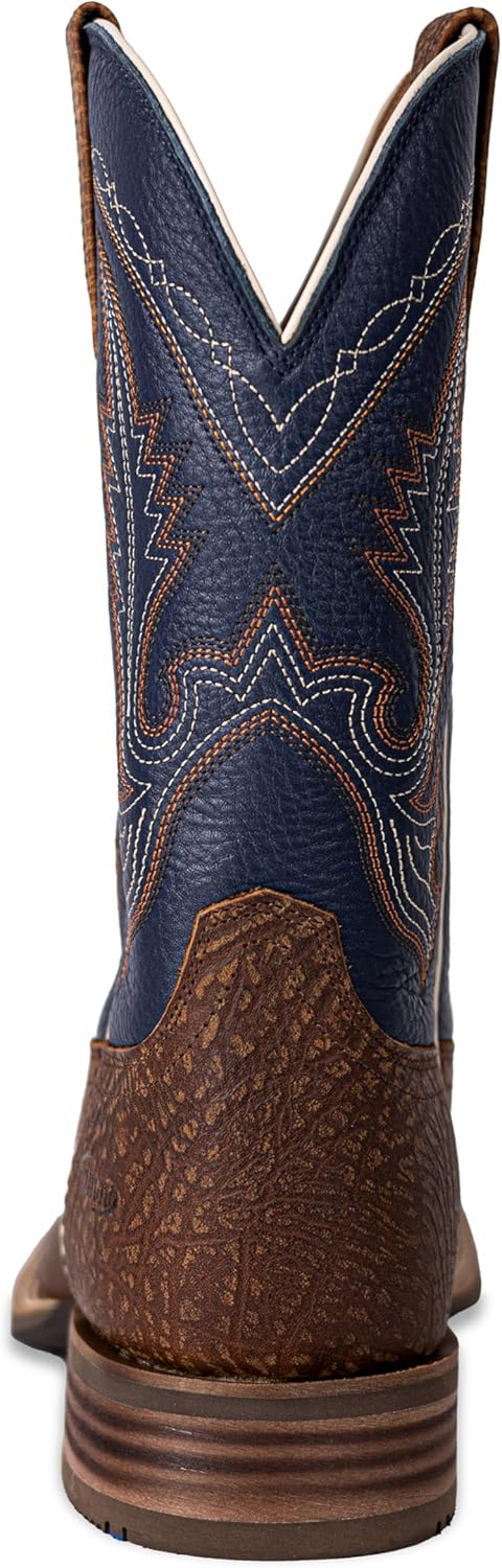 Palitutu Men’s Western Cowboy Boots, Fashionable Embroidered Full Grain Leather, Square Toe Pull-On, 4-Layer Composite Sole, Slip-Resistant Work & Riding Boots