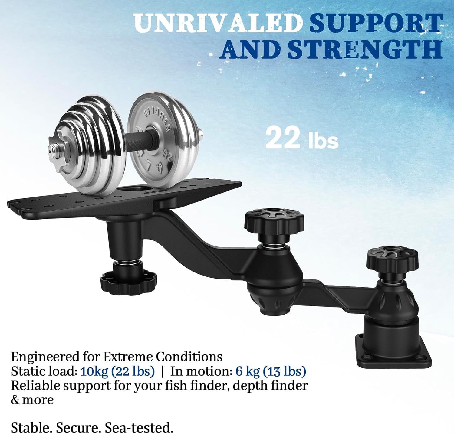 Lengthen Aluminum Swing Arm Fish Finder Mount for 7"-16" Large Fishfinders & Chartplotters, Depth Finder Mount Compatible with Lowrance,Garmin,Humminbird and More,for Boats (Long)