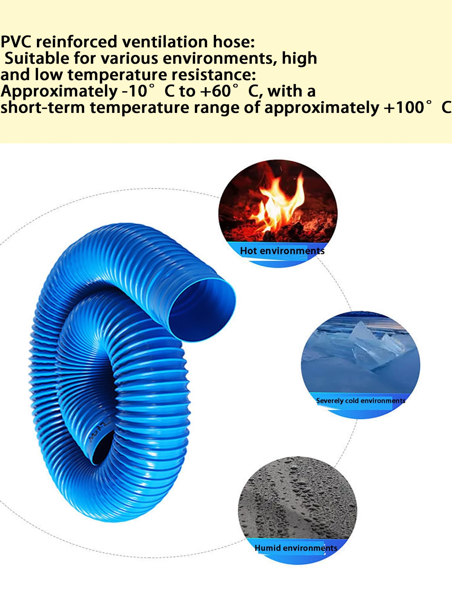 Manguera de succión polvo, caucho PVC | Manguera de recolección de polvo de PVC azul Ventilación CNC for carpintería 100 cm D 3,2-40 cm (D 5,5 cm)(D 21cm)