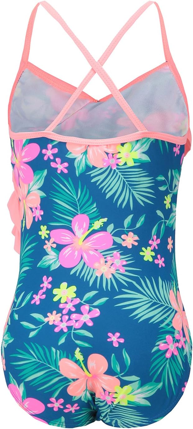Girls One Piece Swimsuits Hawaiian Ruffle Swimwear Beach Bathing Suit - Image 4