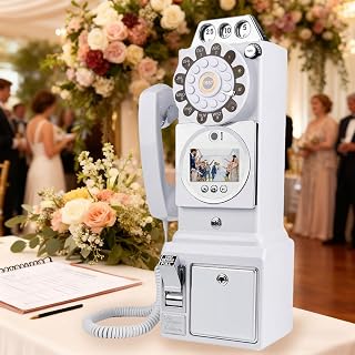 Audio Guest Book Wedding Phone, Guest Voice Message Book, 1080P HD Video Book, Customized Audio Banquet Blessing, Mp4 Audio Message Recording Phone White-64GB
