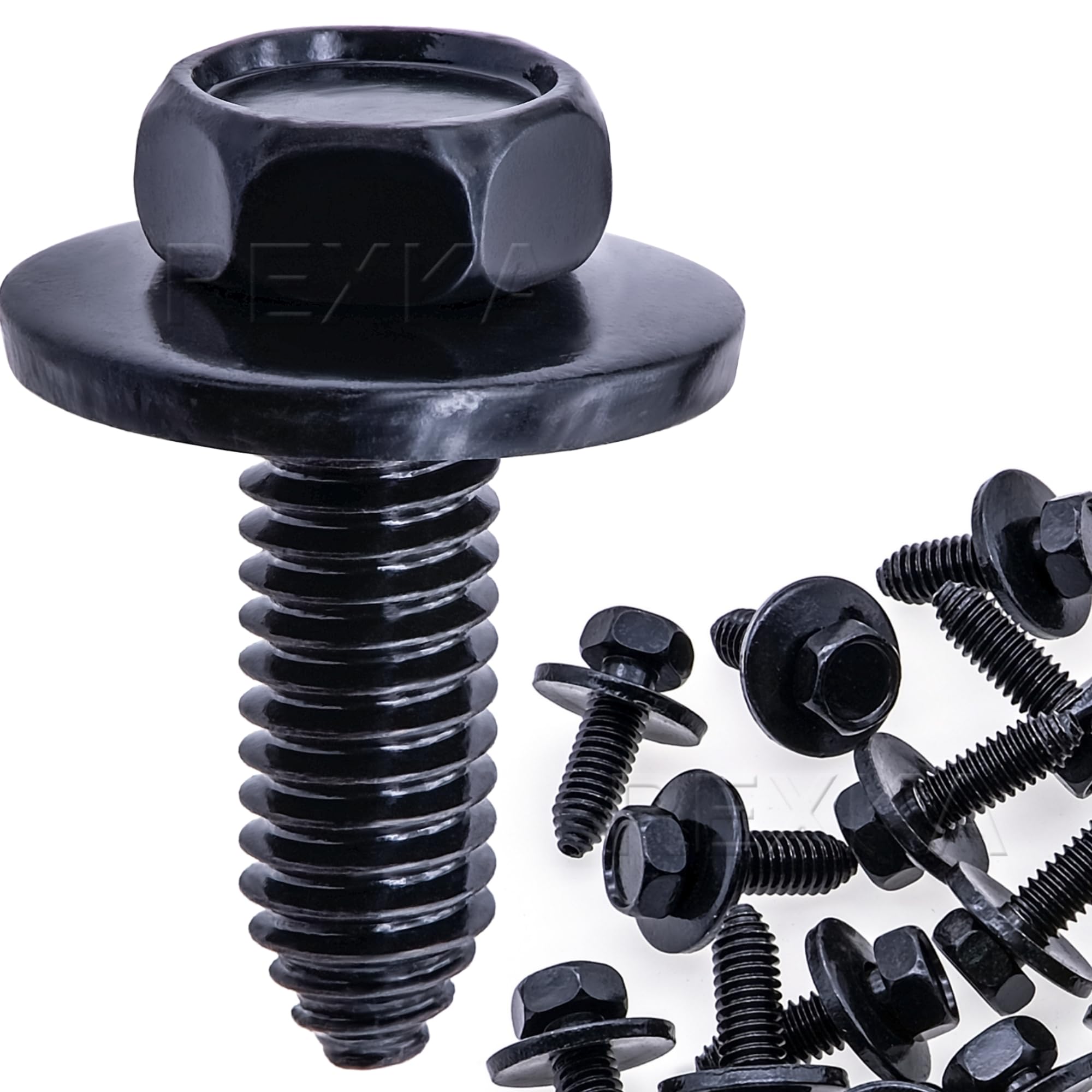 Rexka 10pcs 5/16"-18 x 7/8" Indented Hex Head Sems Body Bolts Screw for GM Chevy GMC Trucks 12337916 3846202 Fender Pickup Box Radiator Air Intake Exhaust Seat Interior Exterior Trim Panel Engine