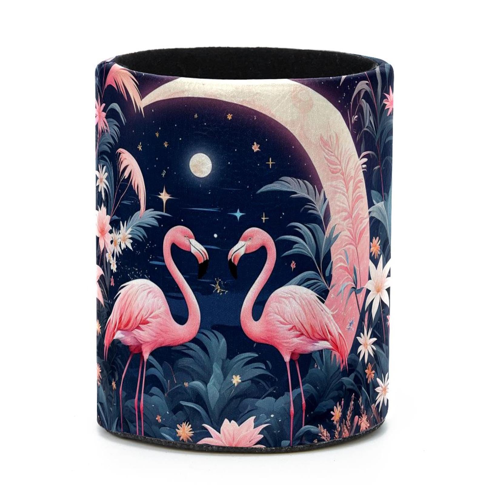 VAPOKF Round Pencil Holders for Desk, Flamingo Pen Holders Pen Pot Makeup Brushes Storage Desktop Stationery Supplies Organiser for Home Office