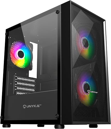UNYKAch Boîtier Micro ATX Gaming Mir B200, Verre trempé, …