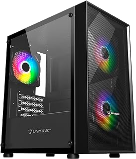 UNYKAch Mir B200 Micro ATX Gaming Case, Tempered Glass, Three ARGB Fans and Three USB Ports