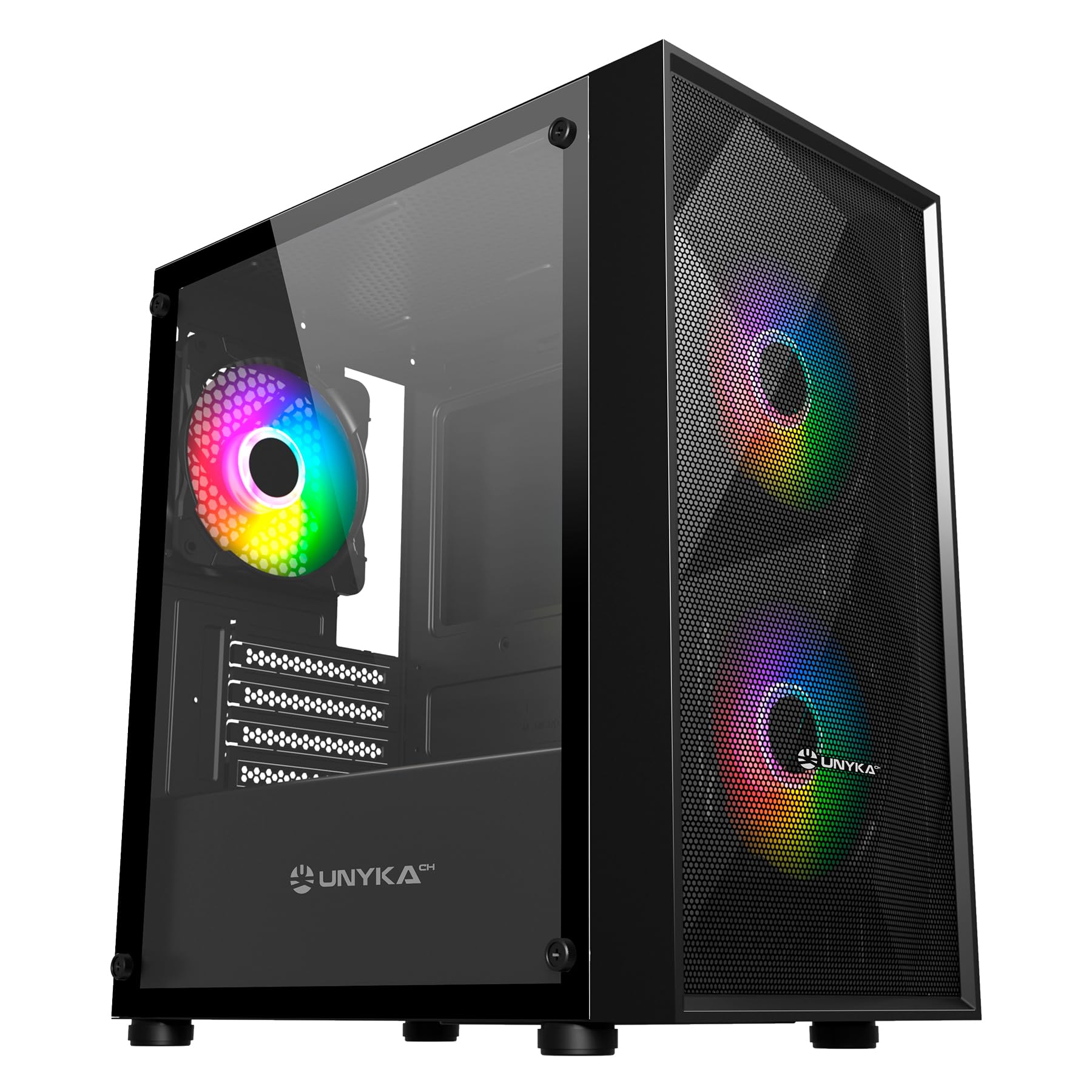 UNYKAch Scatola Micro ATX Gaming MIR B200, vetro temperato, tre ventole ARGB e tre porte USB