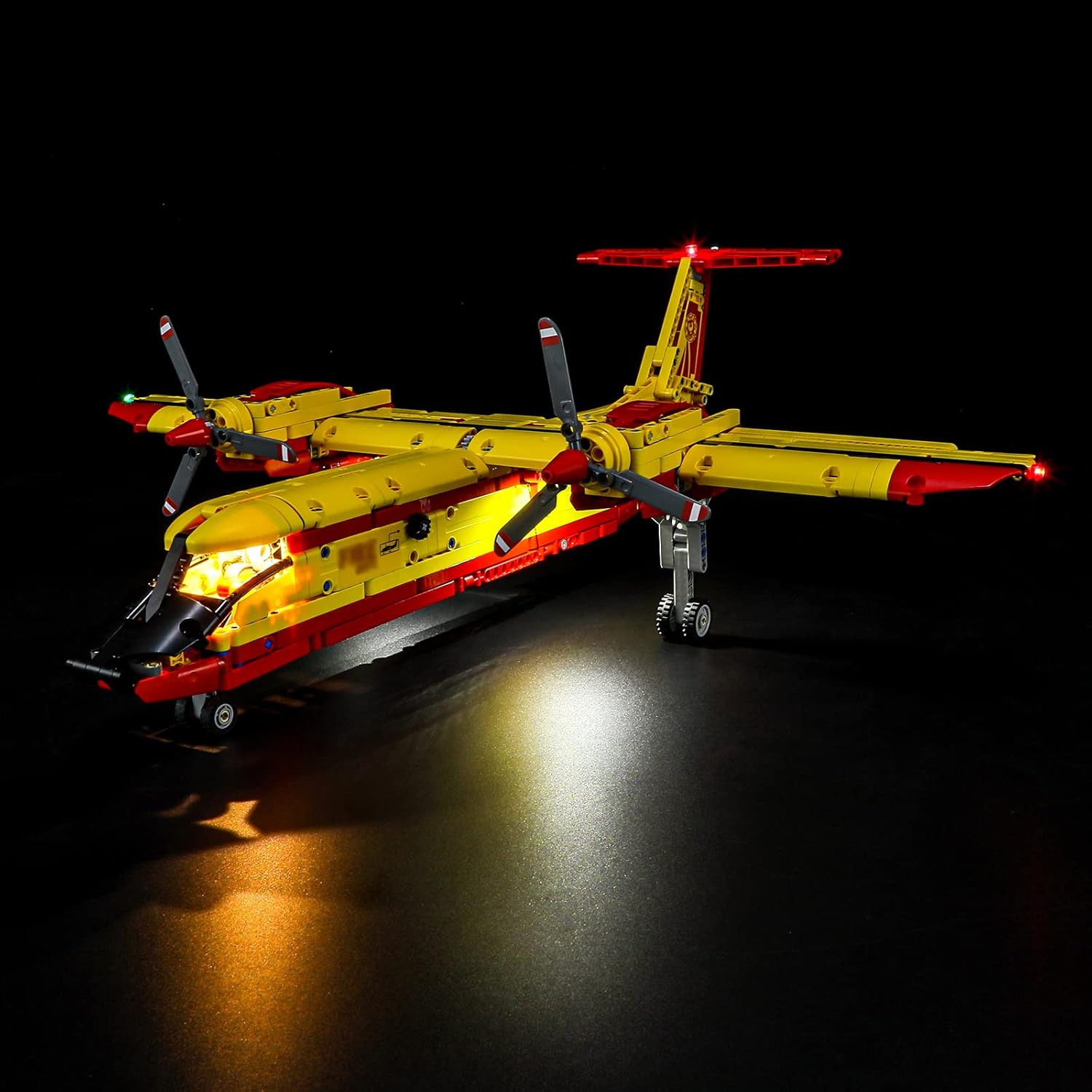 Lit LEGO Firefighter Aircraft, front-side view