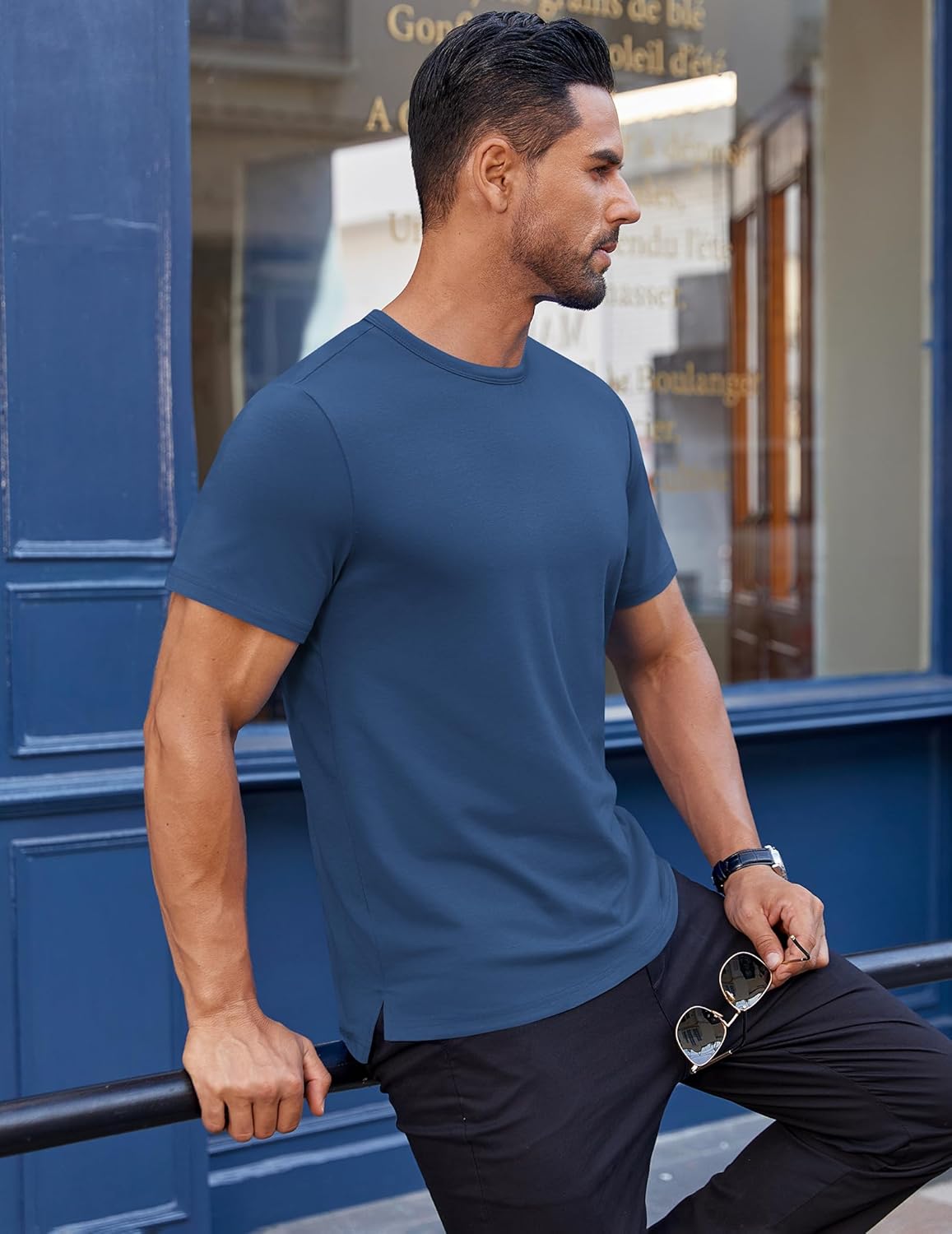 COOFANDY Men's Cotton T-Shirt Short Sleeve Crew Neck Tee Shirts Casual Solid Basic Tops - Image 3