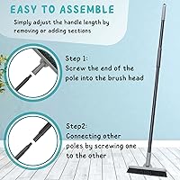 Vista 7 de Cepillo de lechada con mango largo, herramienta limpiadora de azulejos de 49 pulgadas para ducha, fregadora de pisos para limpieza de baño