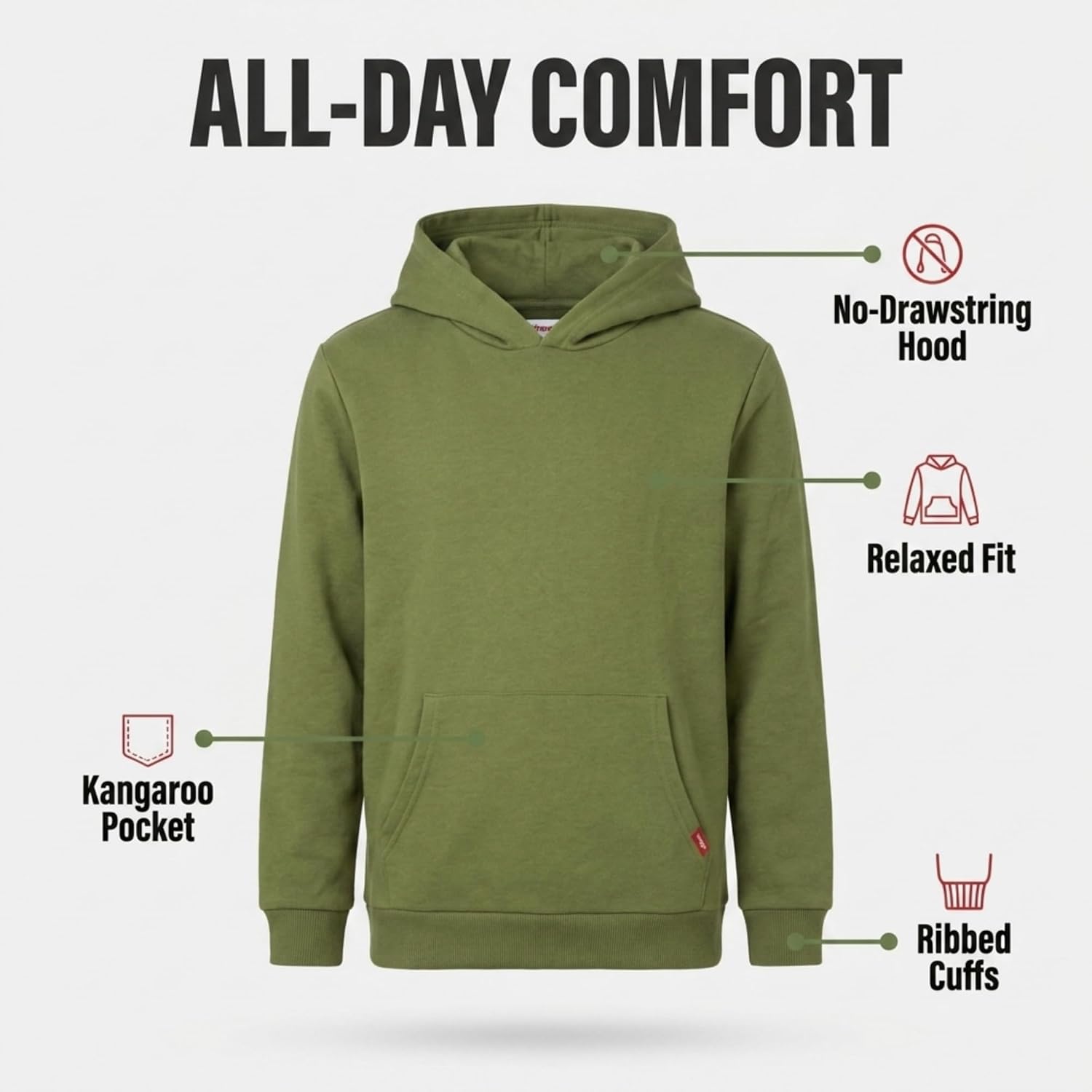 Wrangler Boys Fleece Hoodie - Cotton Blend Hooded Pullover Sweatshirt image 5