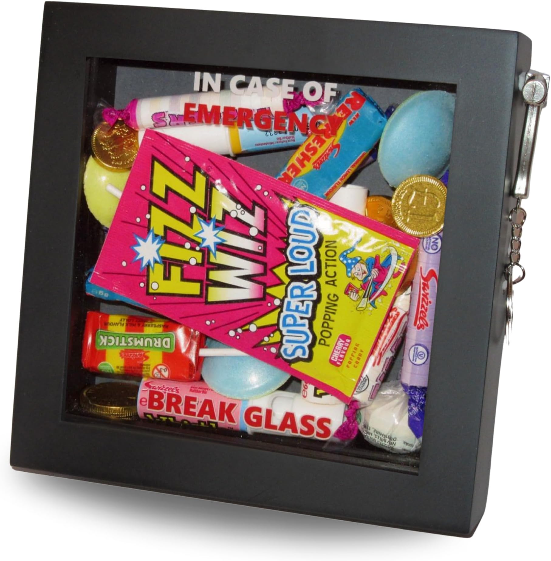 In Case of Emergency Break Glass Gift Box Frame – Fun Novelty Keepsake for 16th 18th 21st Birthday – Present Holder for Chocolate, Sweets, Drink, Money, Voucher