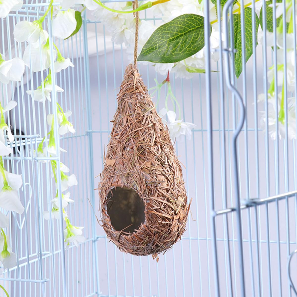 TOYANDONA Set 5 Nidi di Paglia Intrecciati a Mano per Uccelli, Casette Sospese Resistenti e Traspiranti, Rifugio Accogliente per Uccelli e Piccoli Animali, Decorazione per Giardino e Casa