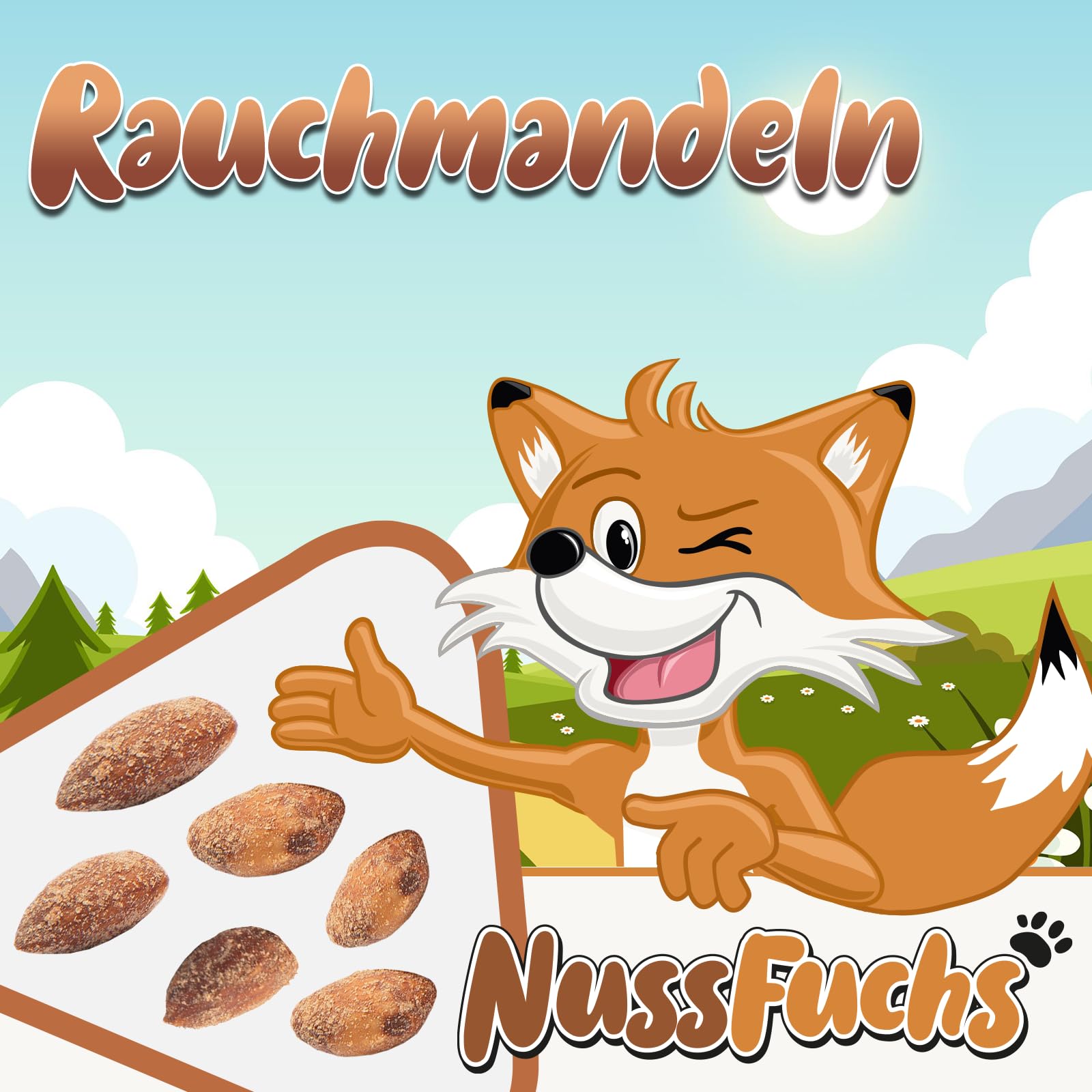 Rauchmandeln 1kg-3,5kg - geröstet & gesalzen - ganze Mandelkerne mit Haut - intensives Raucharoma - Jahrmarktflair - im Alltag auf die Hand oder für unterwegs - (1,5kg im Eimer)