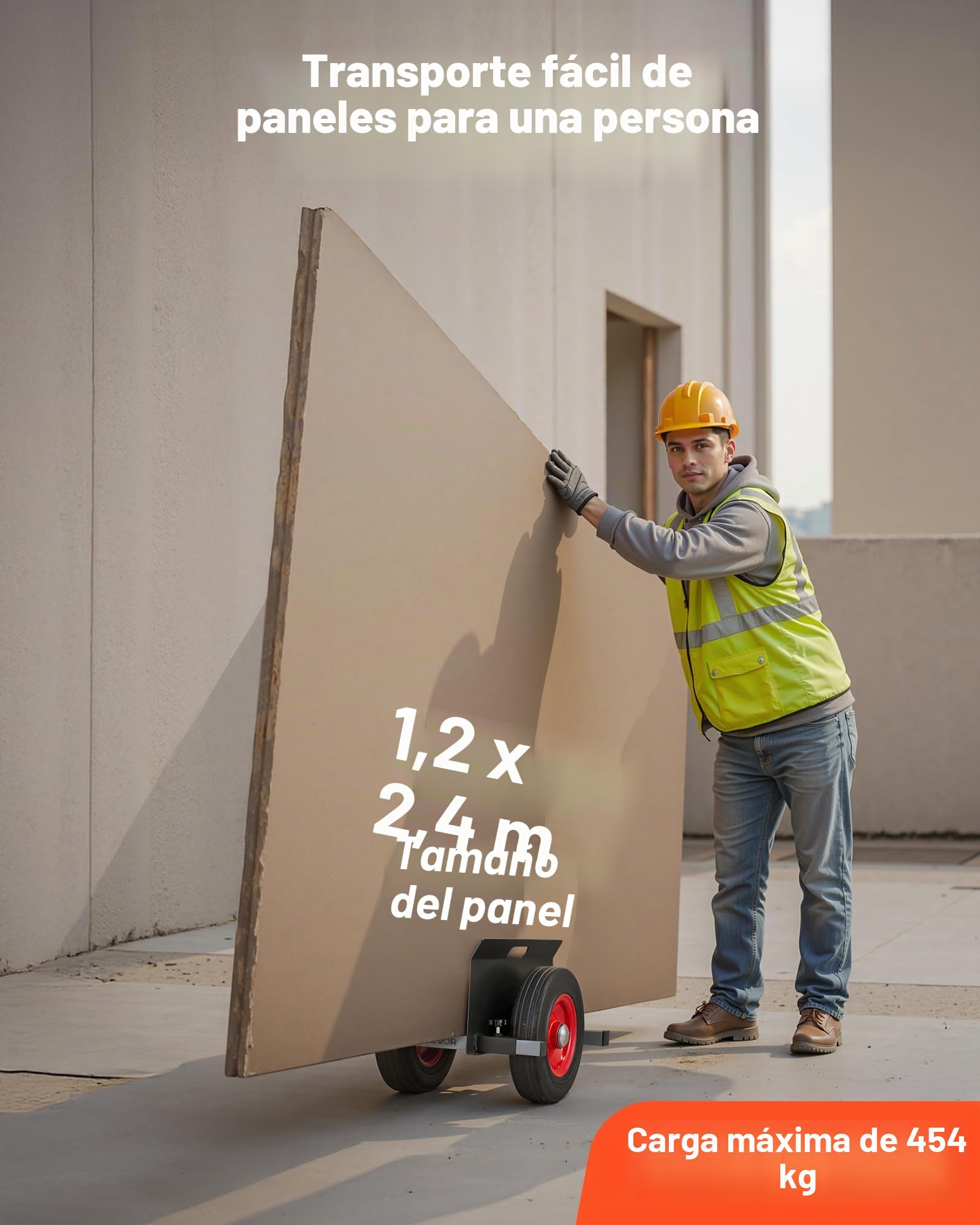 VEVOR Carro Portaplacas, Carga 453,6 kg, Ruedas de Goma, 412 x 450 x 300 mm, Negro
