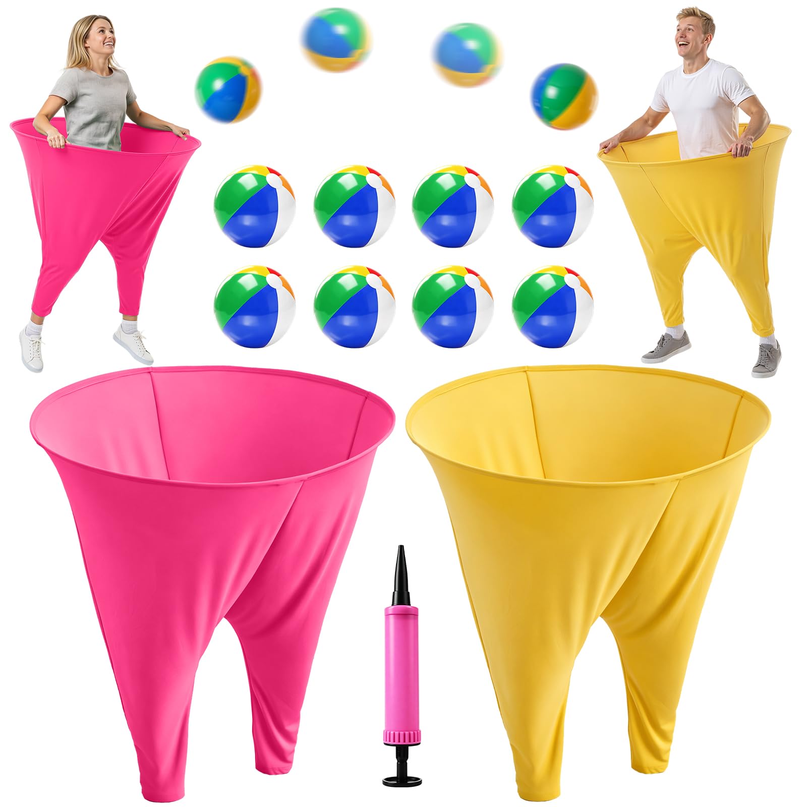 FOTSHARER Granny Pant Yard Game 2Pcs Freaky Party Toss Games Pants with 8 Bouncy Balls and 1 Air Pump Oversized Granny Pants Outdoor Game for Adults Backyard Party Field Day Reunion Games