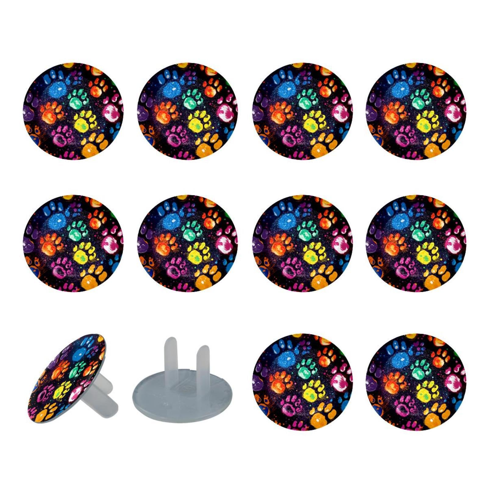 24 Piece Outlet Covers Baby Child Proofing Dog Paw Print Electrical Safety Socket Protection Caps