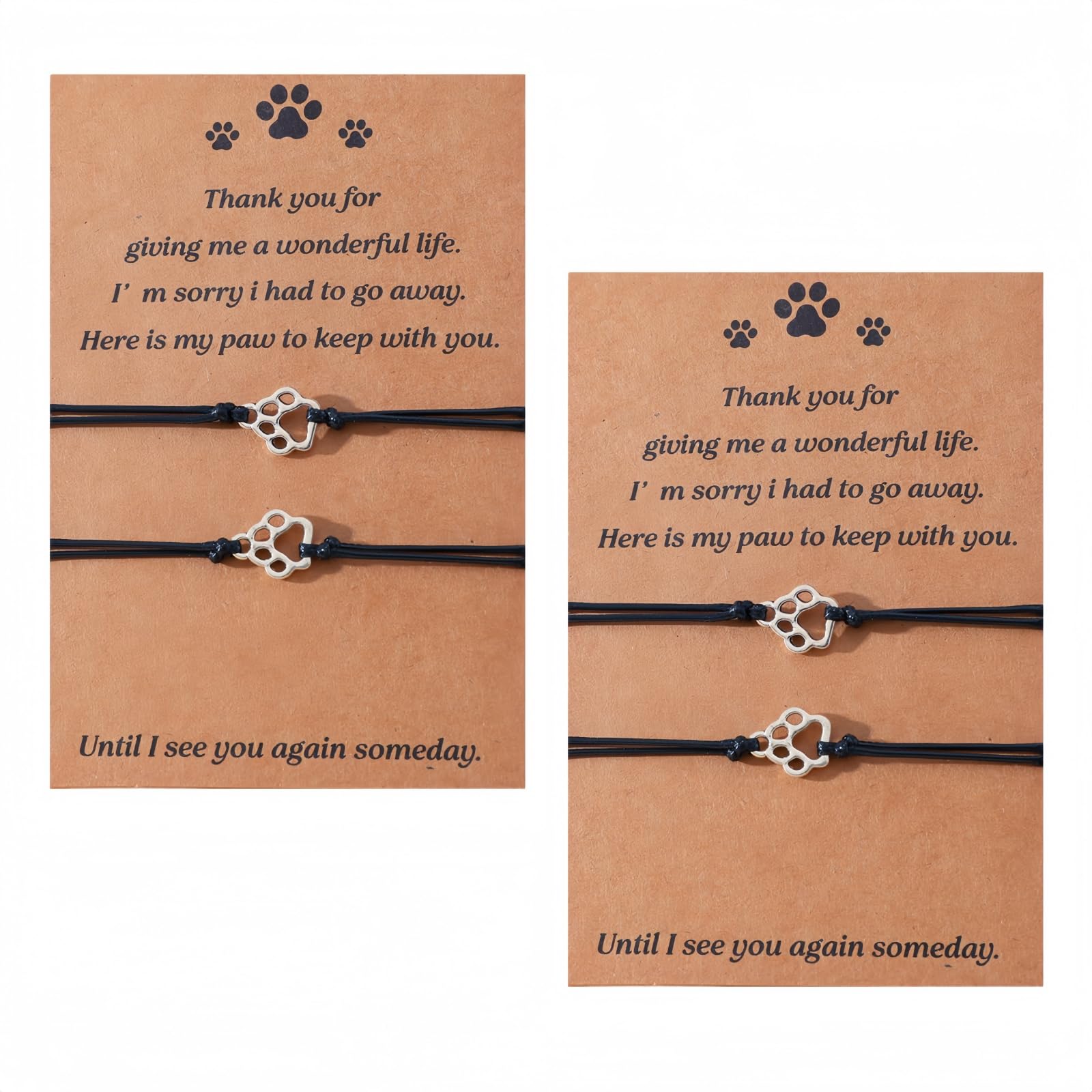 Cuikaan 4PCS Dog Memorial Bracelet Gift,Cat Memorial Gifts,Paw Print Friendship Bracelets for Pet Loss,Remembrance Sympathy Gift for Loss of Furry Friend,Pet Lover Memory Keepsake,Dog Memory Gifts