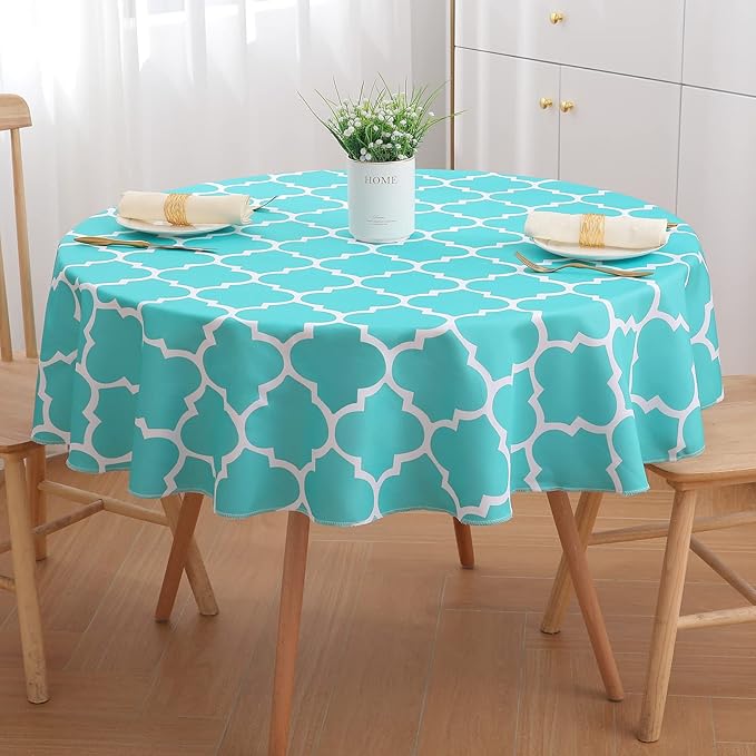 homing Round Table Cloth, Waterproof Stain Resistant Washable Tablecloth, Moroccan