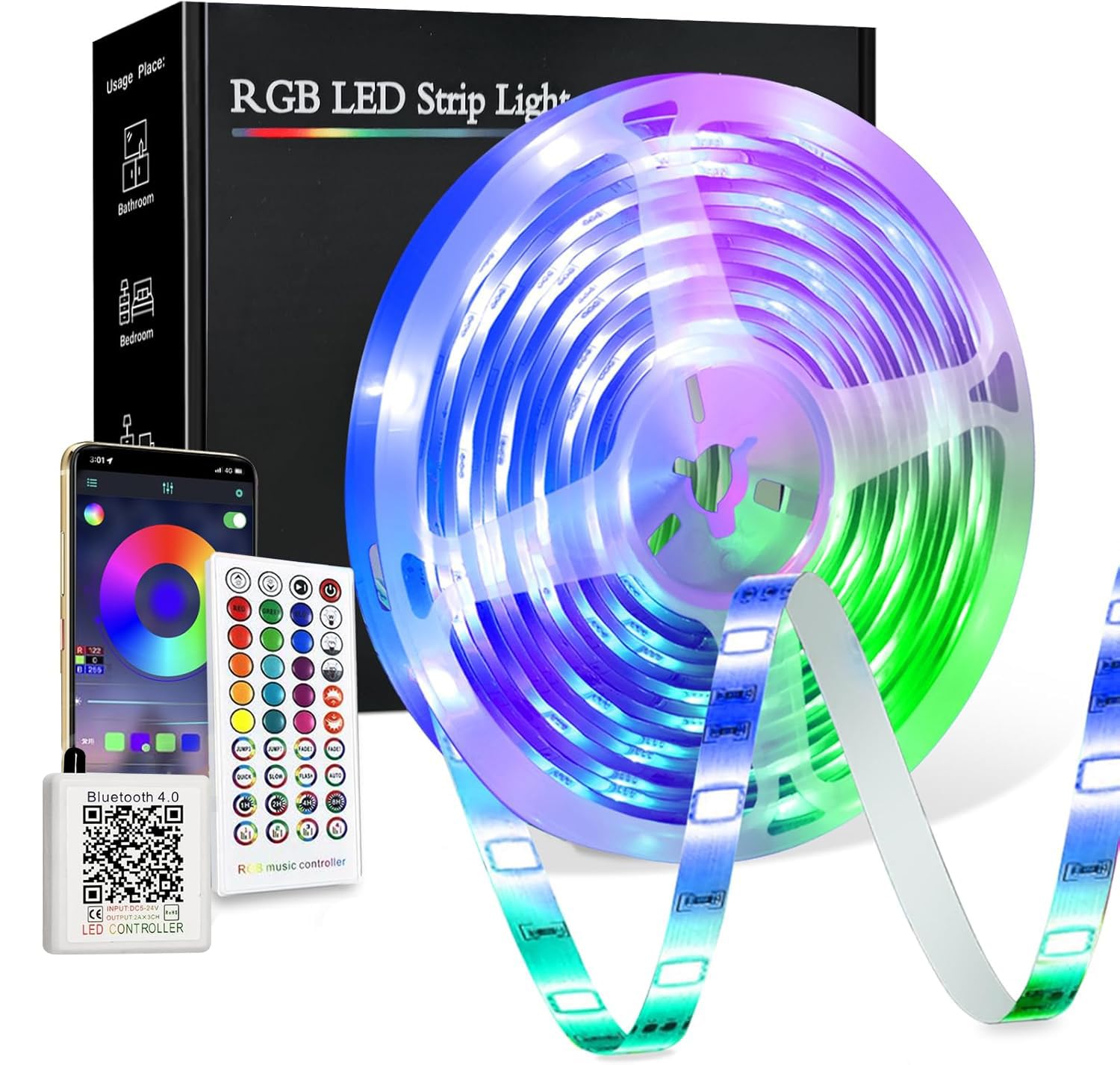 PSTAR PSTAR Led Strip Light 20m, led Lights with Remote & App, Music Sync Mode with Mic, Smart Flexible RGB Led Lights for Bedroom, Kitchen, Party, Home, Christmas Decoration