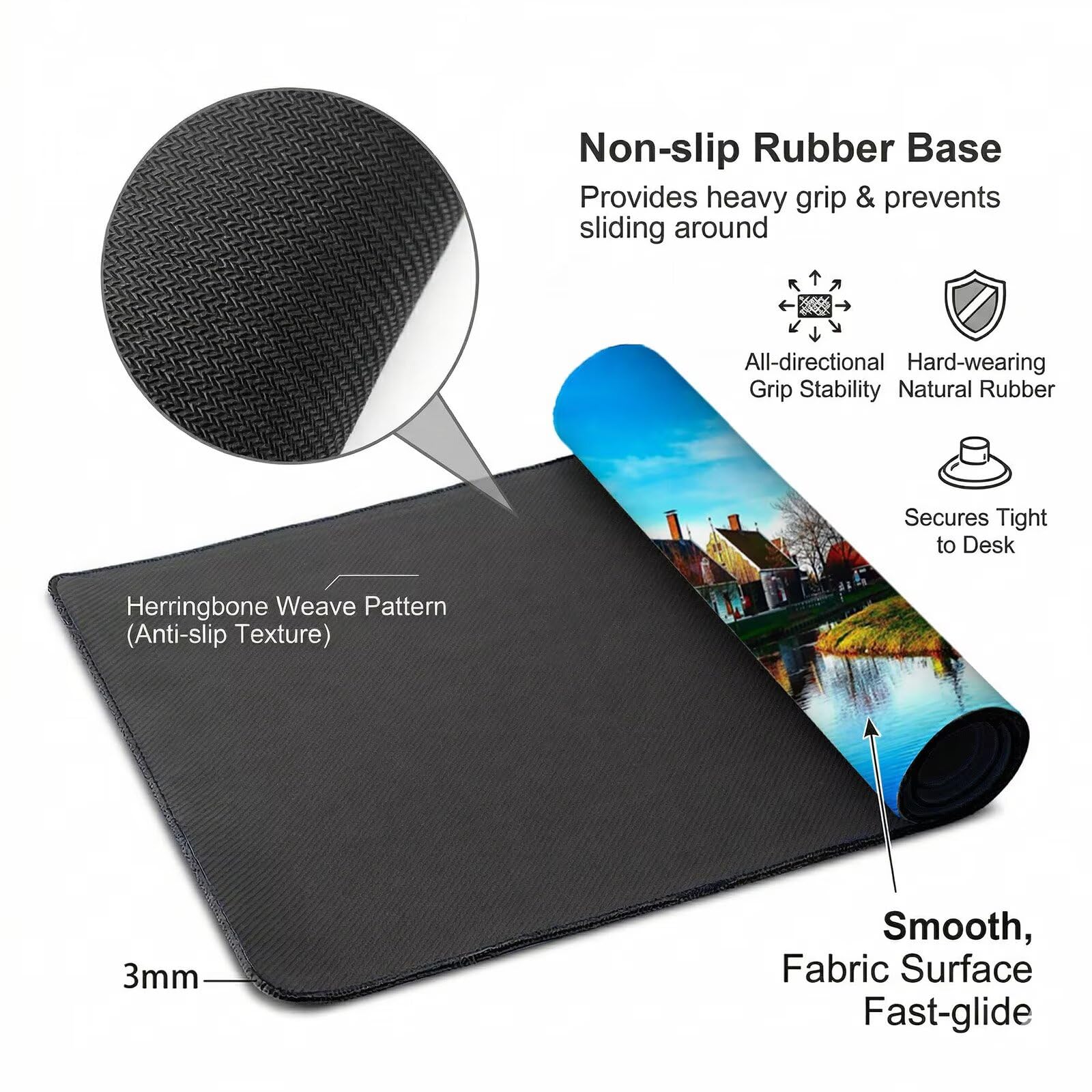Tappetino Mouse XXL 1200 x 600 x 3 mm, Sottomano Scrivania, Rurale Grande Tappeto da Tavolo con Base in Gomma Antiscivolo e Bordi Cuciti, per Ufficio/Computer/Gaming, Regalo (Architettura) L-x8178