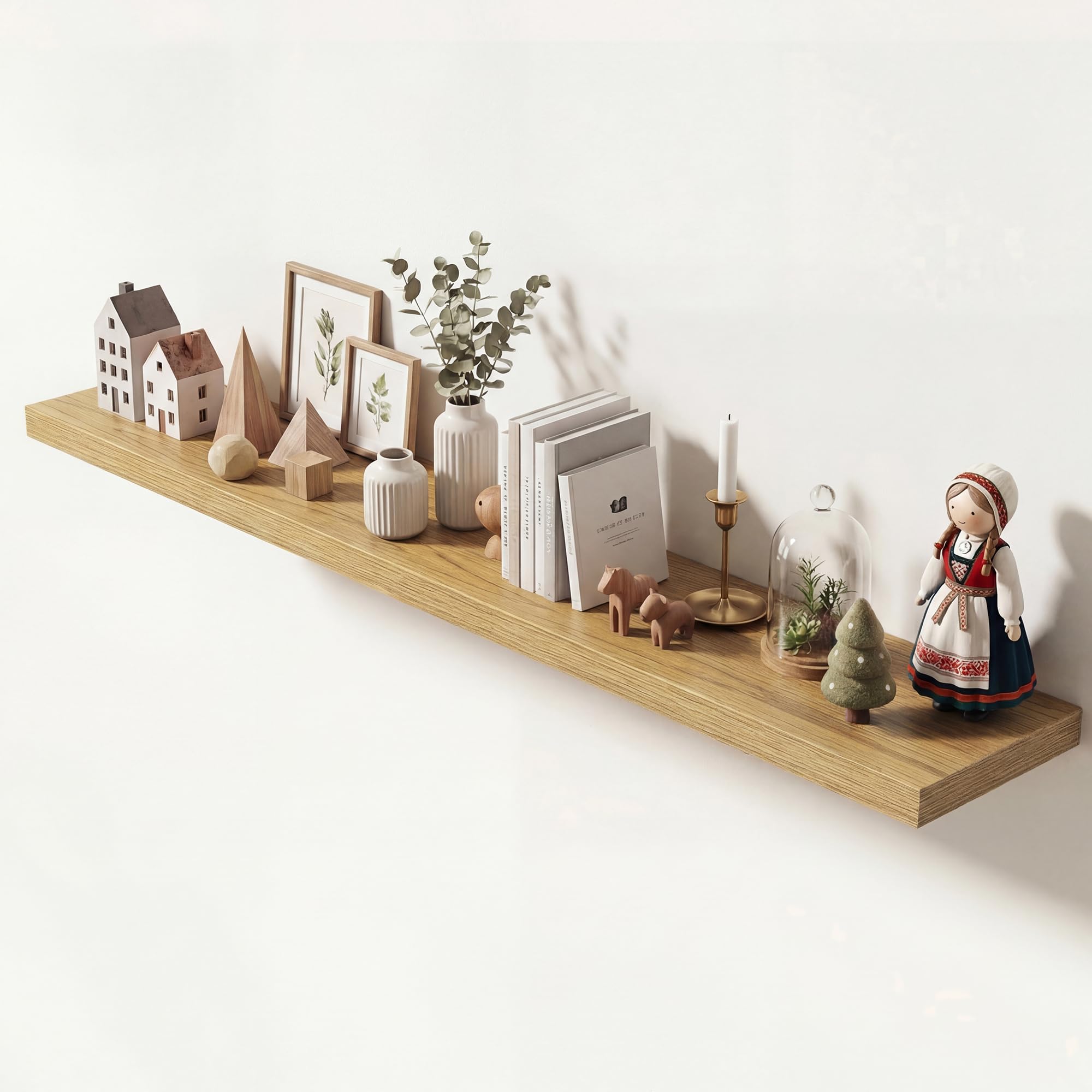 Dreamland 72 Inches Floating Shelves for Wall,9.3" Deep Long Floating Shelves Set of 1,Large Display &amp; Storage Shelf,Wall Shelf for Bathroom Bedroom Living Room Kitchen Office,Oak