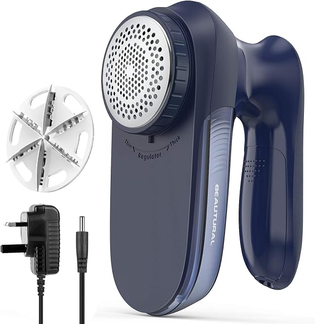 BEAUTURAL Sweater Fabric Shaver Home-Edition, Powerful & Efficient Lint Remover for Clothes and Furniture, AC Adapter or Battery Powered Pill Fuzz Remover