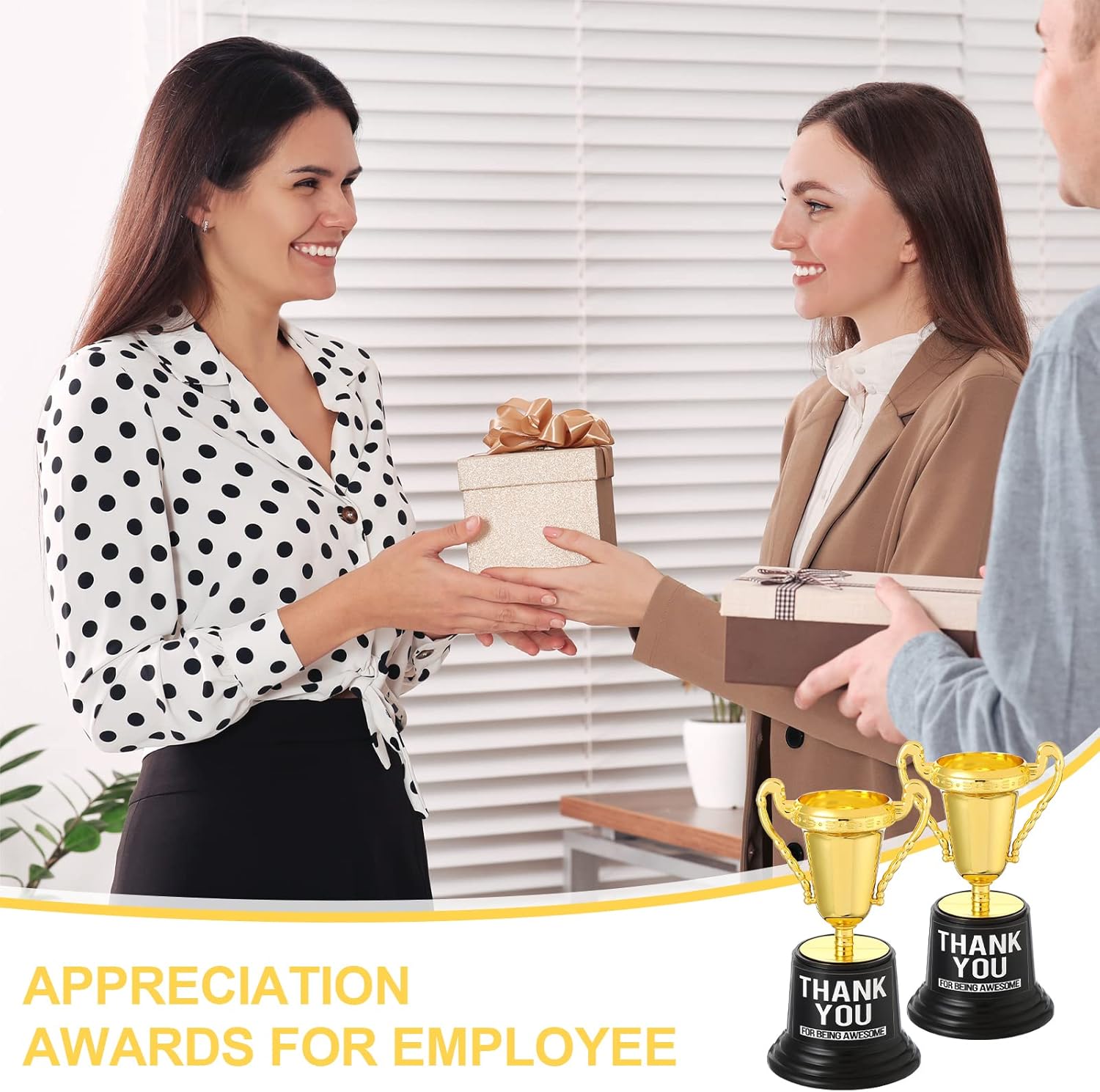 Fumete 30 Pcs 5 Inch Plastic Gold Trophy Award Thank You for Being Awesome Star Thumbs up Award Trophies Bulk Golden Trophies for Nurse Appreciation Week Graduation Employee