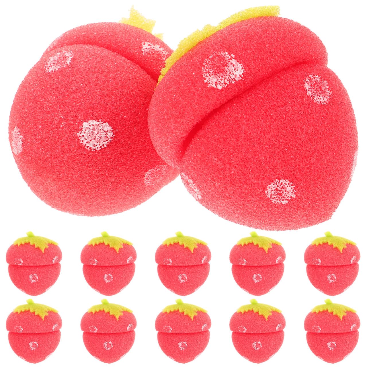 12Pcs Strawberry Sponge Hair Curlers Soft Rollers Foam Rollers for Natural Curls Overnight Styling 2.75X2.36X2.36In