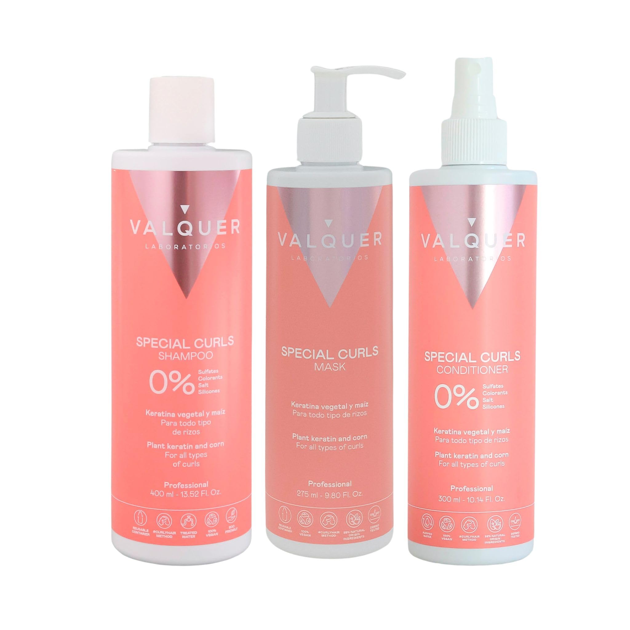Válquer Professional Curly Method Pack Szampon 400 ml + maska ​​290 ml + odżywka 300 ml Specjalne loki, kręcone włosy, bez siarczanów, bez soli Idealne loki. Aż 96% pochodzenia naturalnego