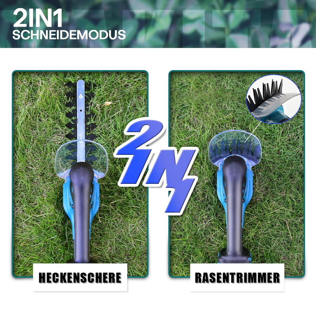 2-in-1 Akku Heckenschere Kompatibel mit Makita 18V ohne Batterie