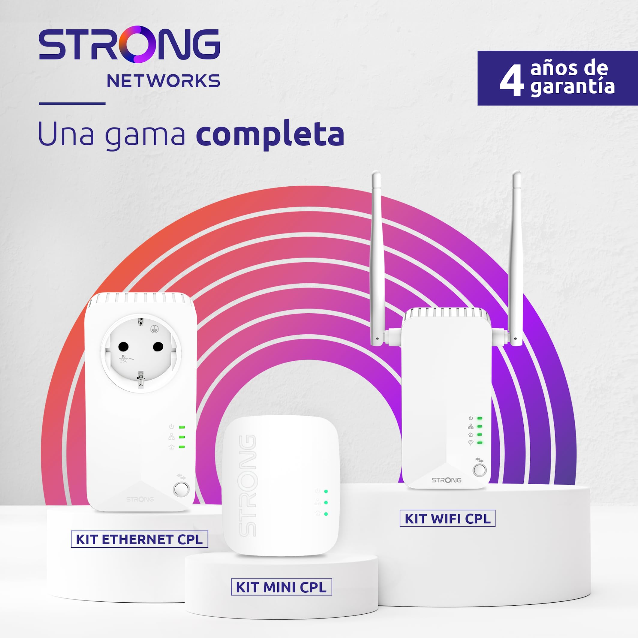 STRONG - Mini Kit Powerline 600 - Triple Toma PLC - 600 Mbps - Compatible con Box/Router - 1 Puerto Ethernet - Instalación Plug & Play - Acceso a Internet de Alta Velocidad en Todas Partes - Blanco