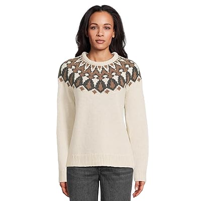 L.L.Bean Classic Ragg Wool Crew Neck Fair Isle Sweater Women
