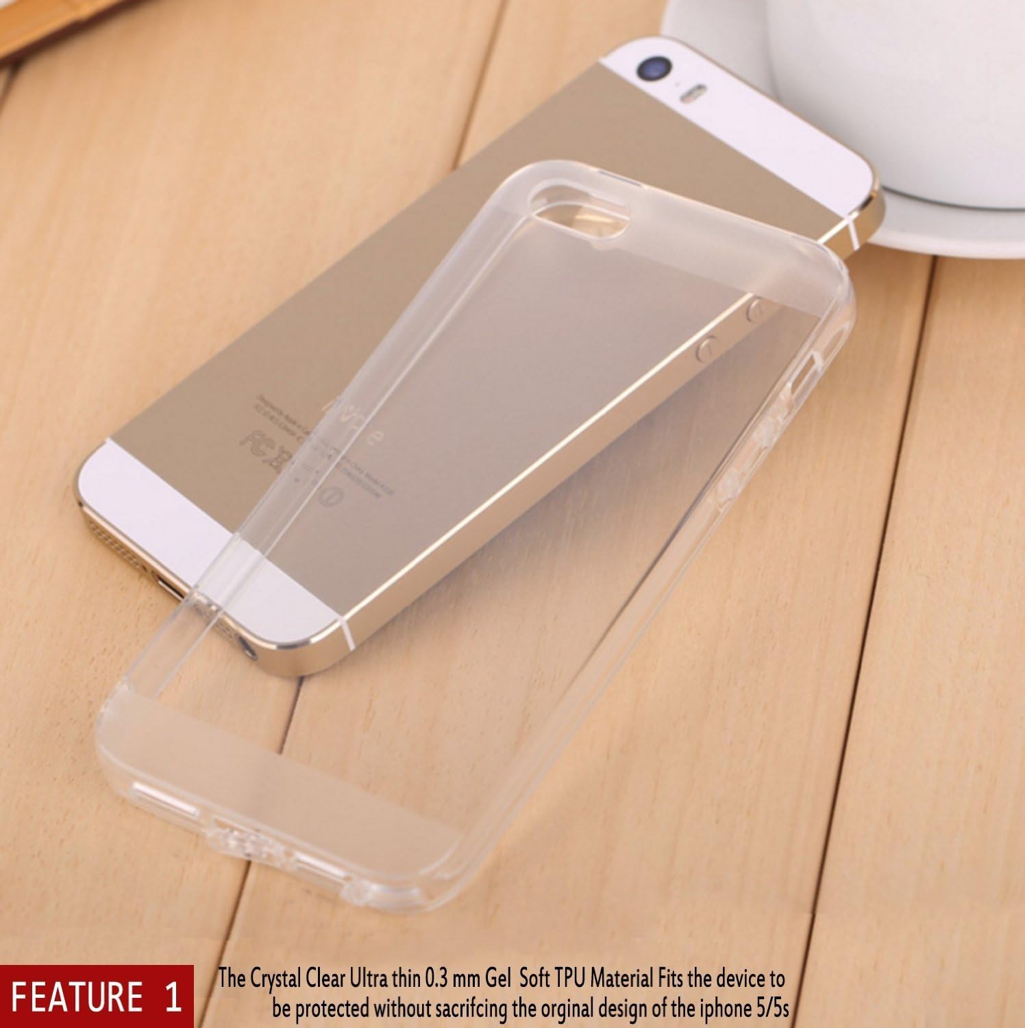 iPhone 5s Case, GearDawn Apple iPhone 5/5S Ultra Thin 0.3 mm Gel Clear Soft TPU Material & Shock-Absorption Bumper case with Anti-Scratch Clear Back for iPhone 5/5S (Soft Transparent)